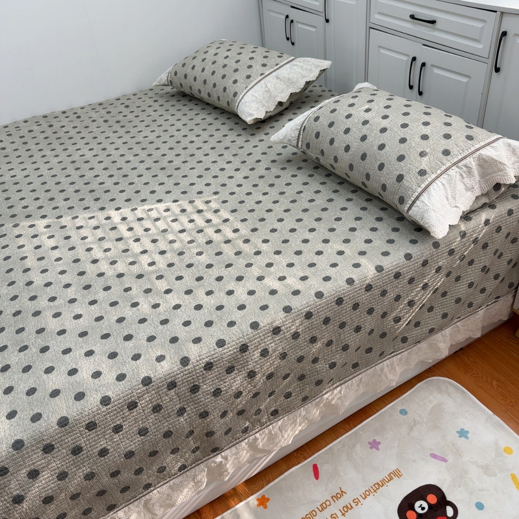 91家纺网 家纺一手货源 找家纺 暖居 2025新款全棉水洗棉床盖三件套可配同款被套同款多功能夏被四季通用 黄小格