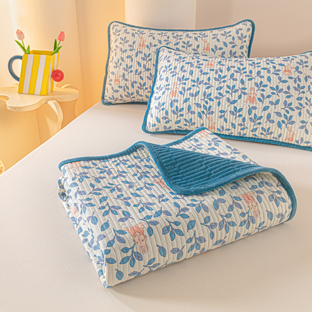 恒尚居 2026新款纯棉牛奶绒双拼床垫双面两用床褥垫夹棉床盖床褥垫-冬款四季通用-系列二 菲菲兔【A纯棉-B牛奶绒】