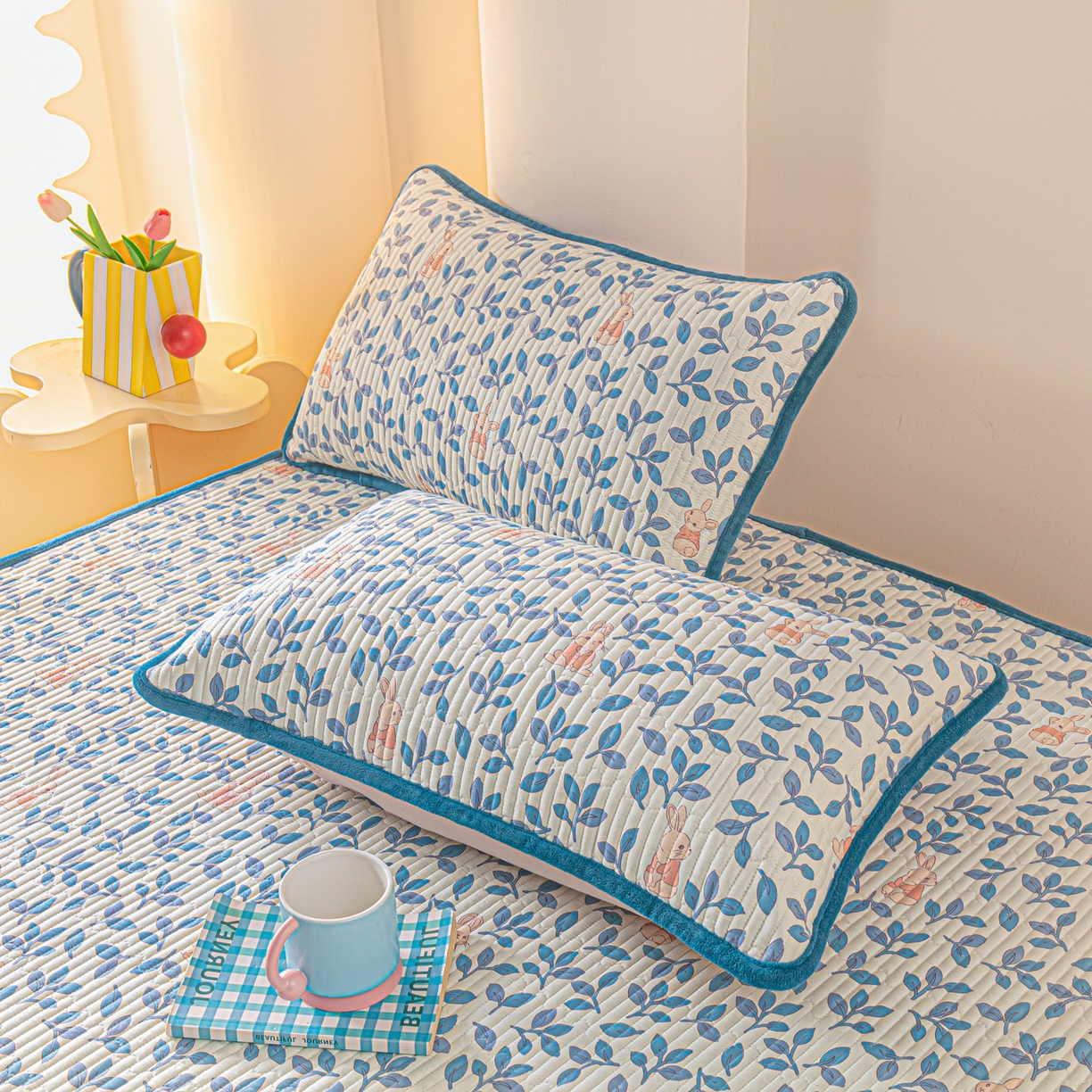 91家纺网 家纺一手货源 找家纺 恒尚居 2026新款纯棉牛奶绒双拼床垫双面两用床褥垫夹棉床盖床褥垫-冬款四季通用-系列二 菲菲兔【A纯棉-B牛奶绒】