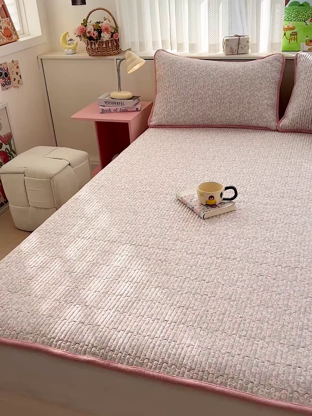 91家纺网 家纺一手货源 找家纺 恒尚居 2026新款纯棉牛奶绒双拼床垫双面两用床褥垫夹棉床盖床褥垫-冬款四季通用-系列二 花海【A纯棉-B牛奶绒】