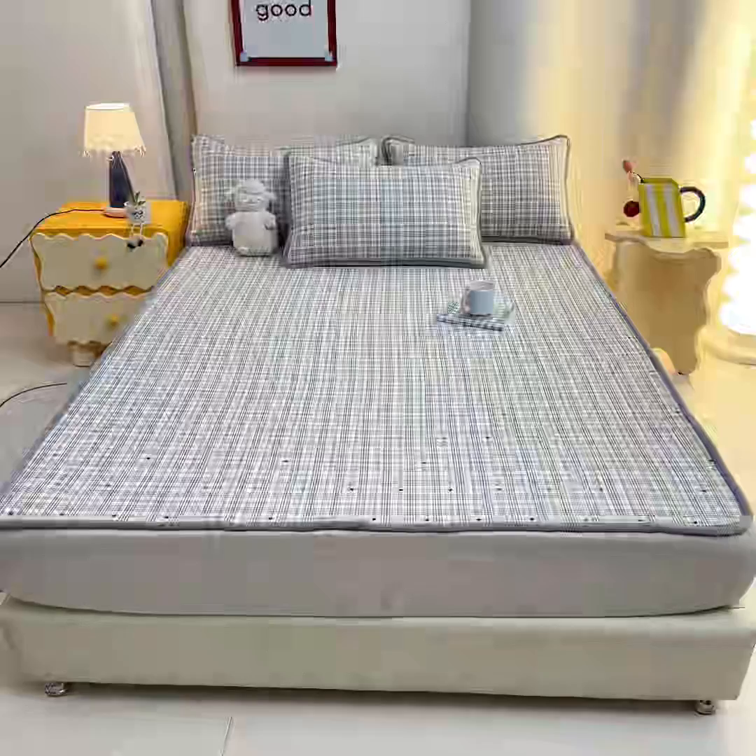 91家纺网 家纺一手货源 找家纺 恒尚居 2026新款纯棉牛奶绒双拼床垫双面两用床褥垫夹棉床盖床褥垫-冬款四季通用-系列二 简格调【A纯棉-B牛奶绒】