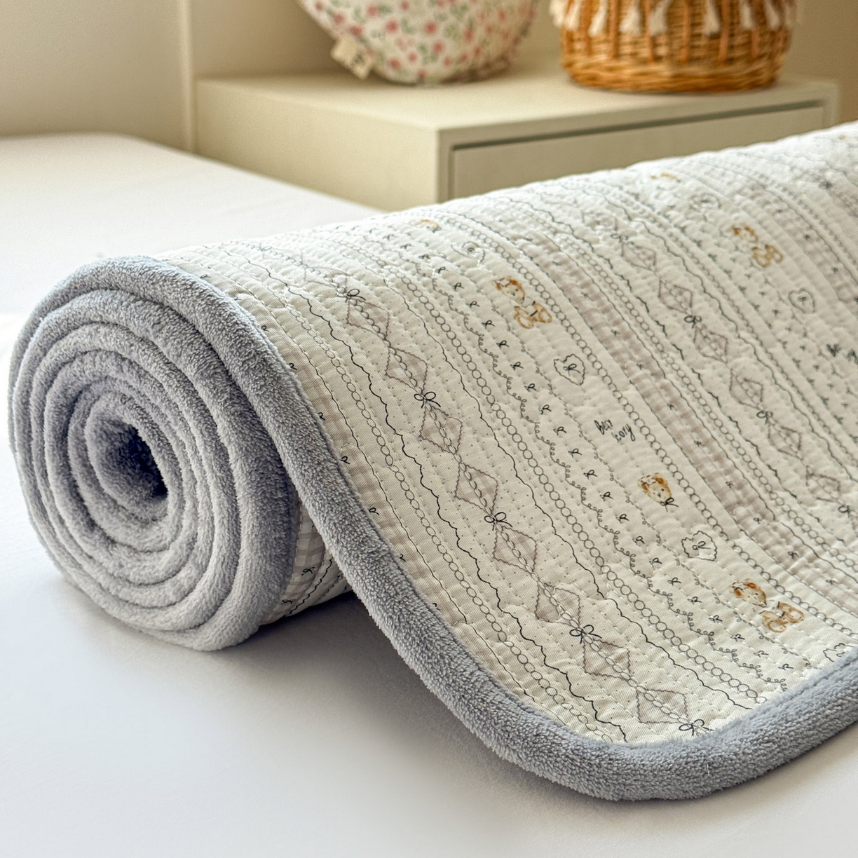 91家纺网 家纺一手货源 找家纺 恒尚居 2026新款纯棉牛奶绒双拼床垫双面两用床褥垫夹棉床盖床褥垫-冬款四季通用-系列二 甜茶学院【A纯棉-B牛奶绒】