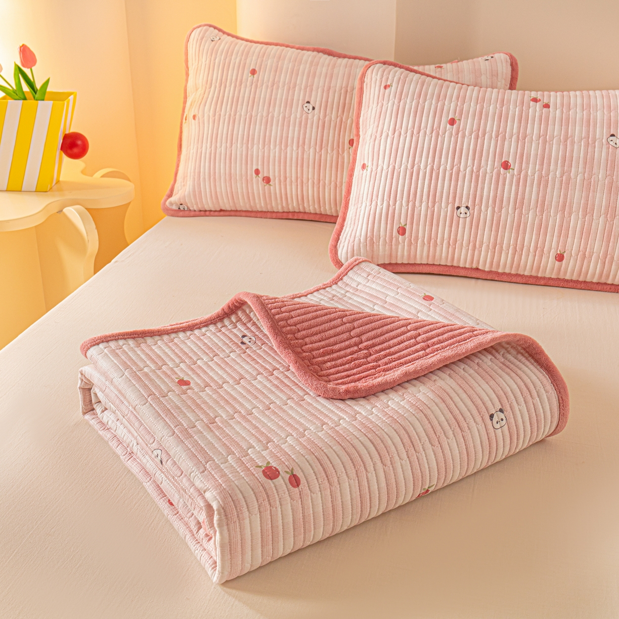 恒尚居 2026新款纯棉牛奶绒双拼床垫双面两用床褥垫夹棉床盖床褥垫-冬款四季通用-系列二 小欢喜【A纯棉-B牛奶绒】