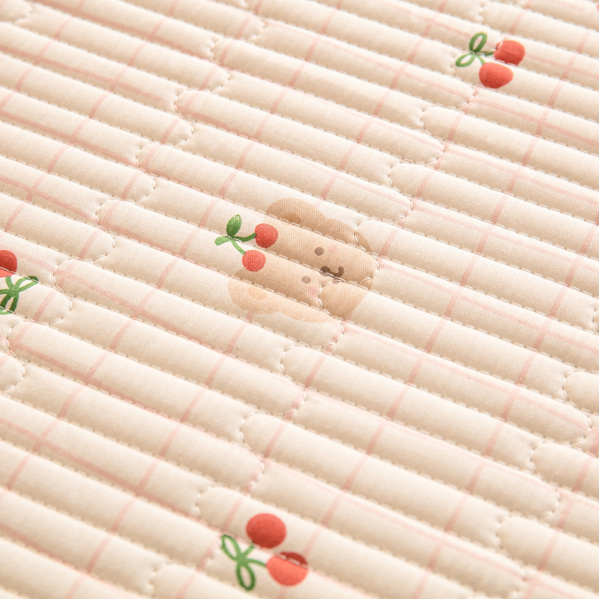 91家纺网 家纺一手货源 找家纺 恒尚居 2026新款纯棉牛奶绒双拼床垫双面两用床褥垫夹棉床盖床褥垫-冬款四季通用-系列二 樱桃小熊【A纯棉-B牛奶绒】