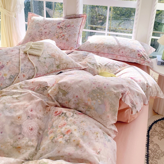 91家纺网 家纺一手货源 找家纺 星期三家纺 2026款1月新款铂金全棉13372四件套 浮光纯色-粉