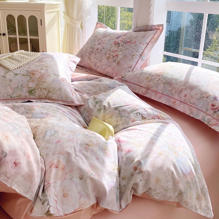 91家纺网 家纺一手货源 找家纺 星期三家纺 2026款1月新款铂金全棉13372四件套 浮光纯色-粉