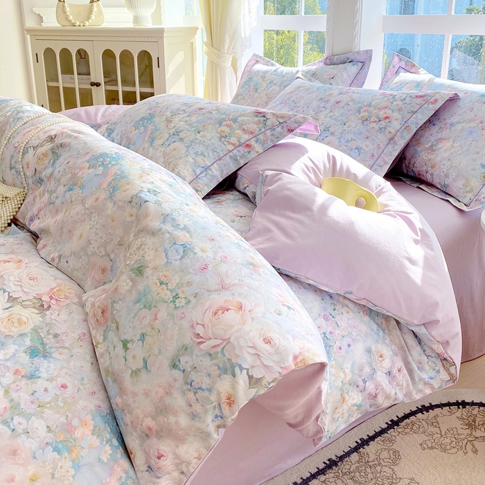 星期三家纺 2026款1月新款铂金全棉13372四件套 浮光纯色-兰