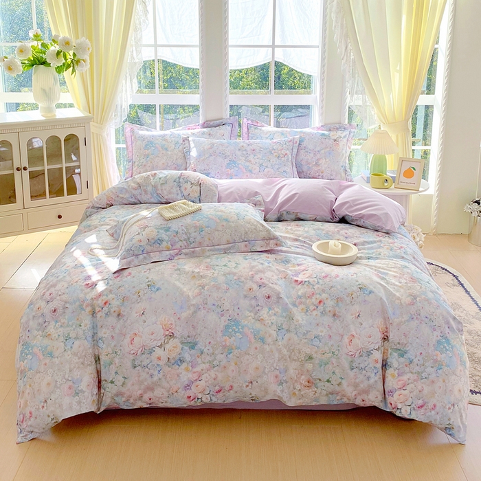 91家纺网 家纺一手货源 找家纺 星期三家纺 2026款1月新款铂金全棉13372四件套 浮光纯色-兰