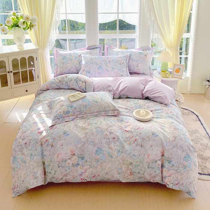 91家纺网 家纺一手货源 找家纺 星期三家纺 2026款1月新款铂金全棉13372四件套 浮光纯色-兰