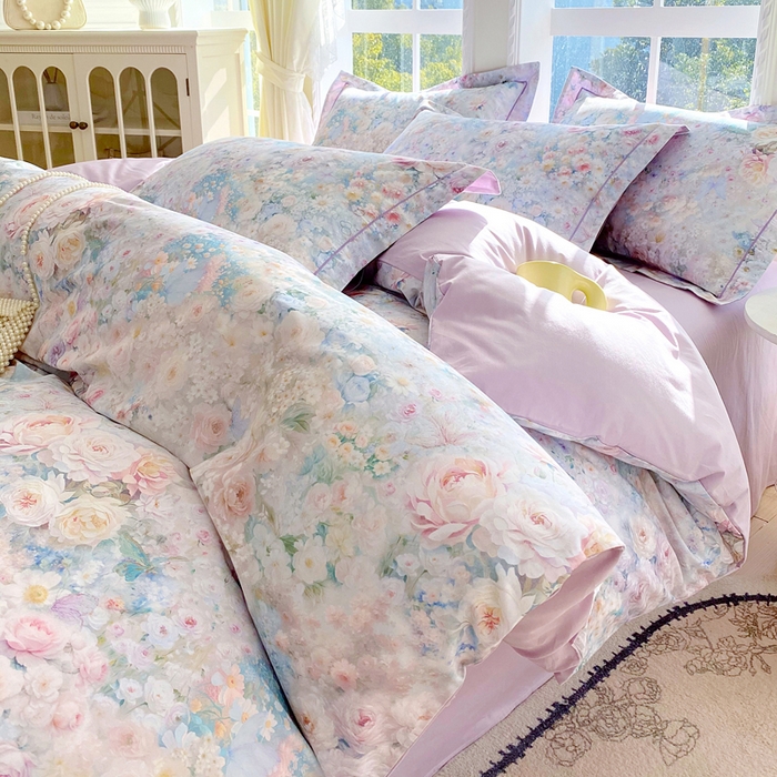 91家纺网 家纺一手货源 找家纺 星期三家纺 2026款1月新款铂金全棉13372四件套 浮光纯色-兰