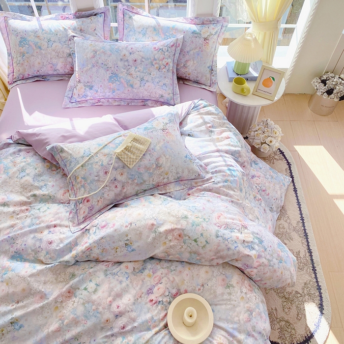 91家纺网 家纺一手货源 找家纺 星期三家纺 2026款1月新款铂金全棉13372四件套 浮光纯色-兰