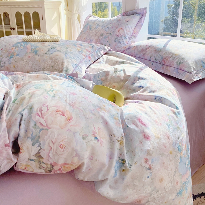 91家纺网 家纺一手货源 找家纺 星期三家纺 2026款1月新款铂金全棉13372四件套 浮光纯色-兰