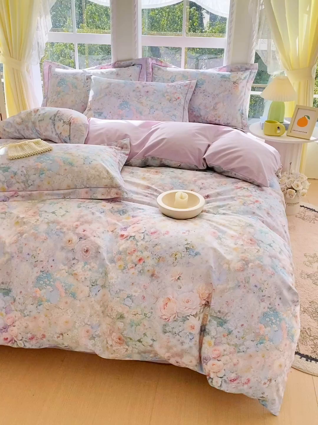 91家纺网 家纺一手货源 找家纺 星期三家纺 2026款1月新款铂金全棉13372四件套 浮光纯色-兰