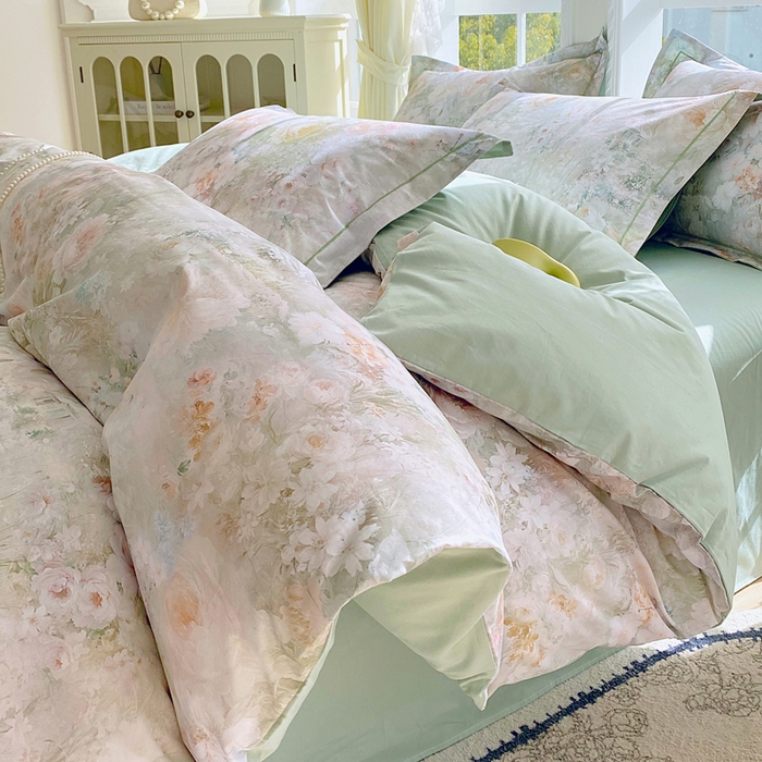 星期三家纺 2026款1月新款铂金全棉13372四件套 拾翠江南-绿