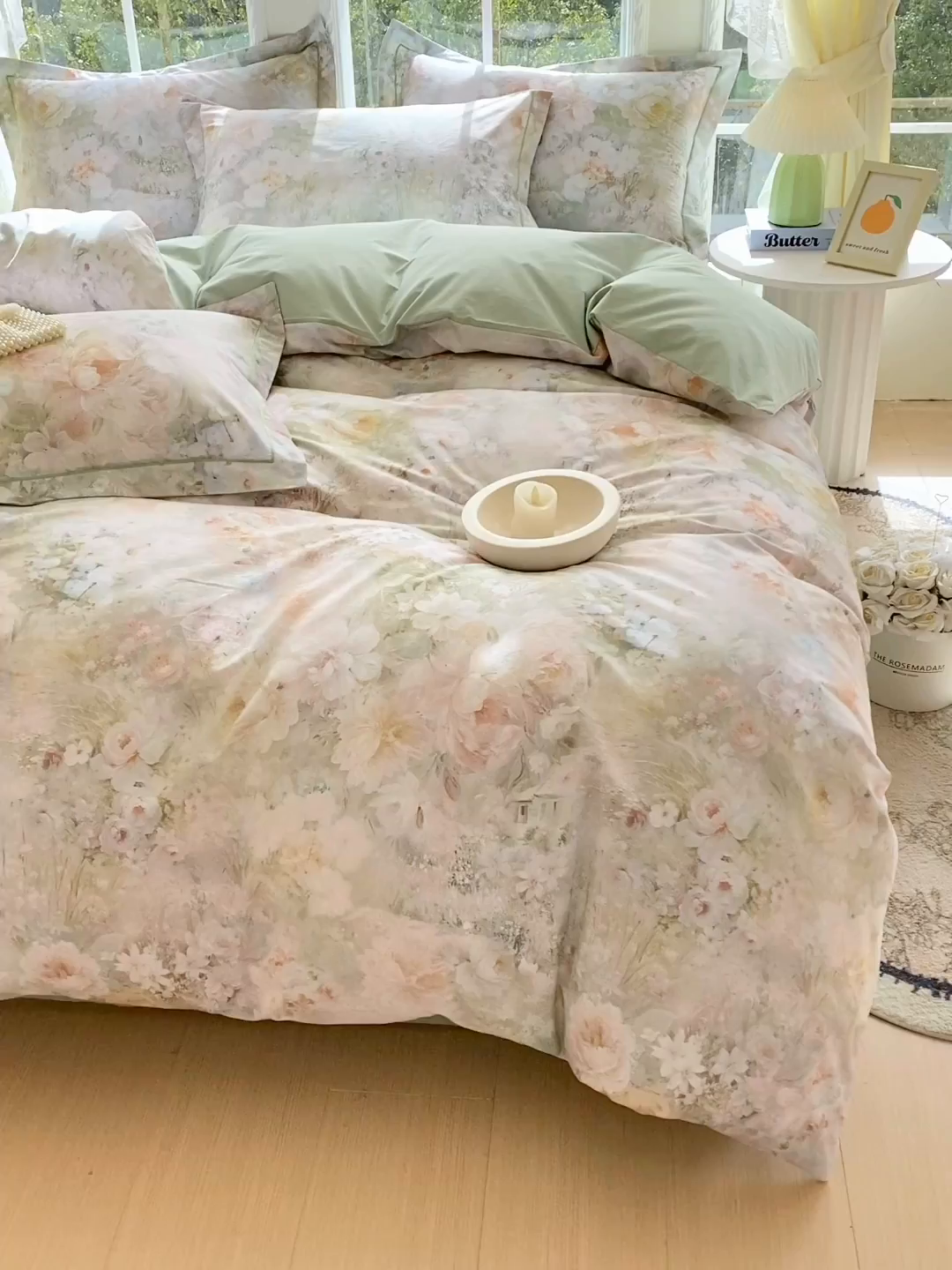 91家纺网 家纺一手货源 找家纺 星期三家纺 2026款1月新款铂金全棉13372四件套 拾翠江南-绿