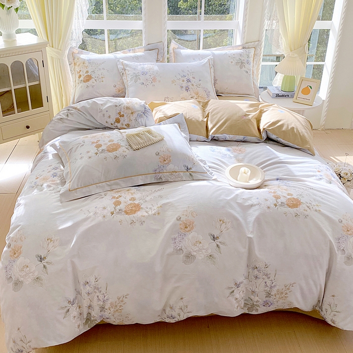 91家纺网 家纺一手货源 找家纺 星期三家纺 2026款1月新款铂金全棉13372四件套 星野花语-兰