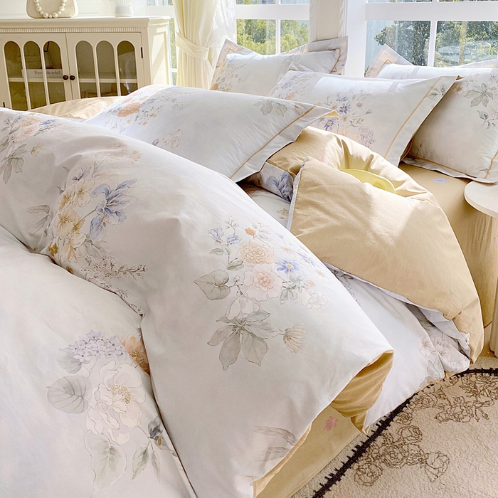 91家纺网 家纺一手货源 找家纺 星期三家纺 2026款1月新款铂金全棉13372四件套 星野花语-兰