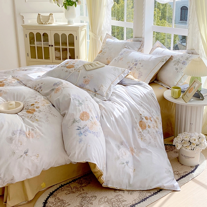 91家纺网 家纺一手货源 找家纺 星期三家纺 2026款1月新款铂金全棉13372四件套 星野花语-兰