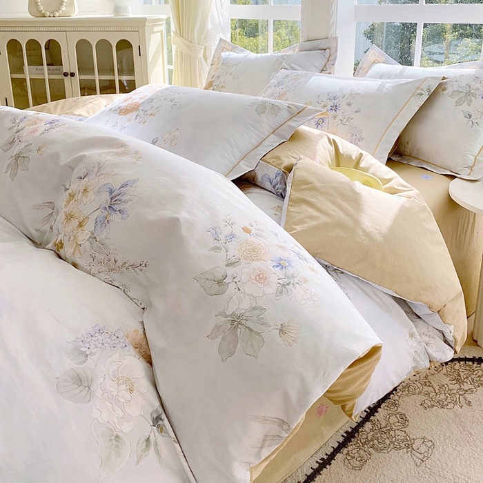 91家纺网 家纺一手货源 找家纺 星期三家纺 2026款1月新款铂金全棉13372四件套 星野花语-兰