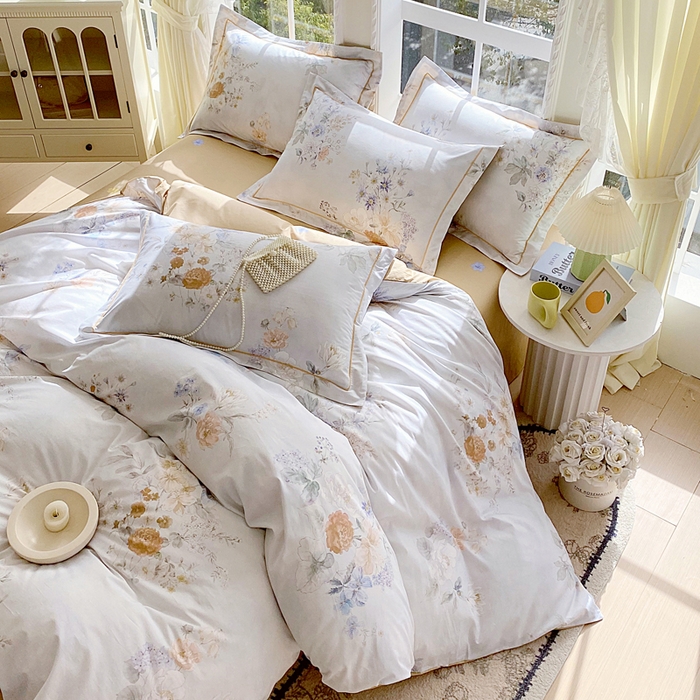 91家纺网 家纺一手货源 找家纺 星期三家纺 2026款1月新款铂金全棉13372四件套 星野花语-兰