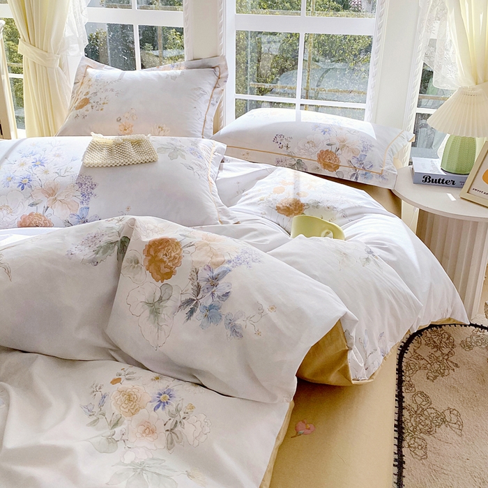 91家纺网 家纺一手货源 找家纺 星期三家纺 2026款1月新款铂金全棉13372四件套 星野花语-兰