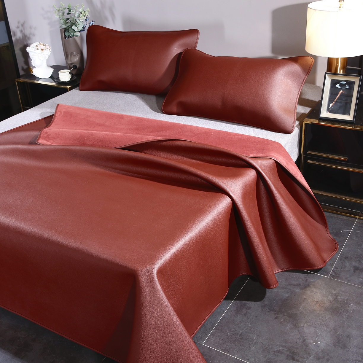 91家纺网 家纺一手货源 找家纺 （总）栩裕纺织 2026新款仿牛皮凉席软席