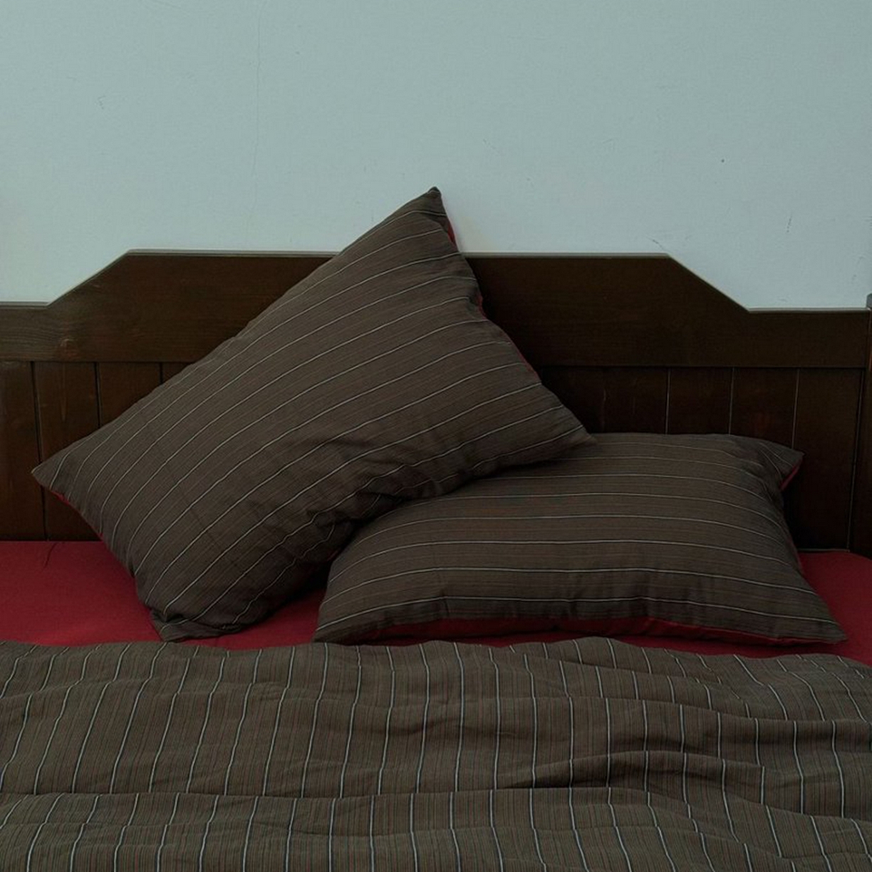 （总）仰望棉麻双层纱供应链 2025新款全棉色织提花双层纱四件套-棕条