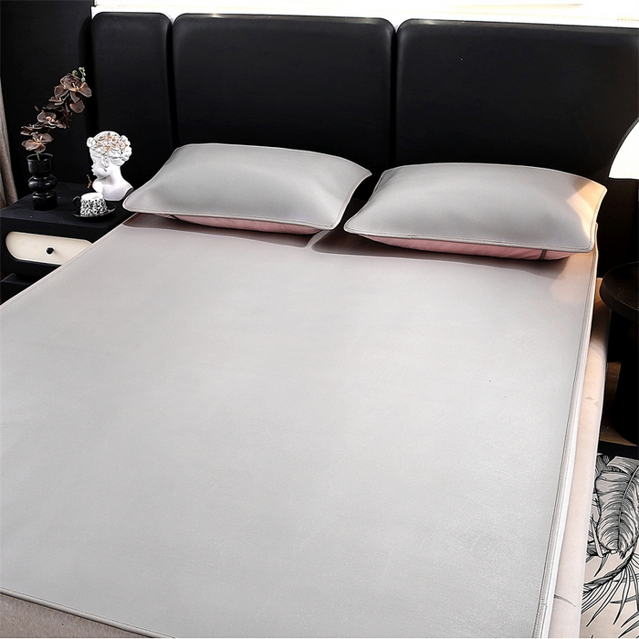 91家纺网 家纺一手货源 找家纺 栩裕纺织 2026新款仿牛皮凉席软席 浅灰色