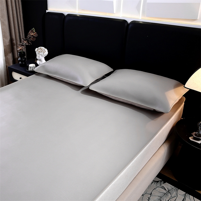 栩裕纺织 2026新款仿牛皮凉席软席 浅灰色