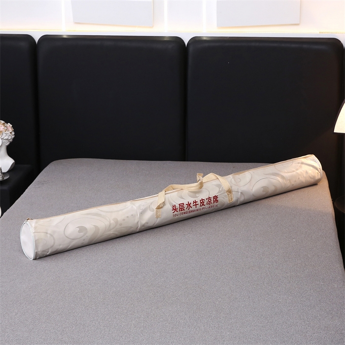 91家纺网 家纺一手货源 找家纺 栩裕纺织 2026新款仿牛皮凉席软席 浅灰色