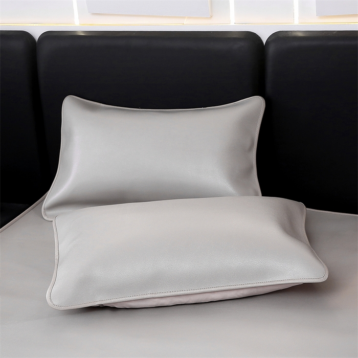 91家纺网 家纺一手货源 找家纺 栩裕纺织 2026新款仿牛皮凉席软席 浅灰色