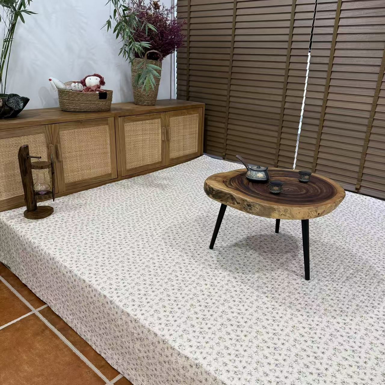 91家纺网 家纺一手货源 找家纺 床盖工厂店 2026新款全棉双层纱棉花单件炕盖 杜桑花园-玉