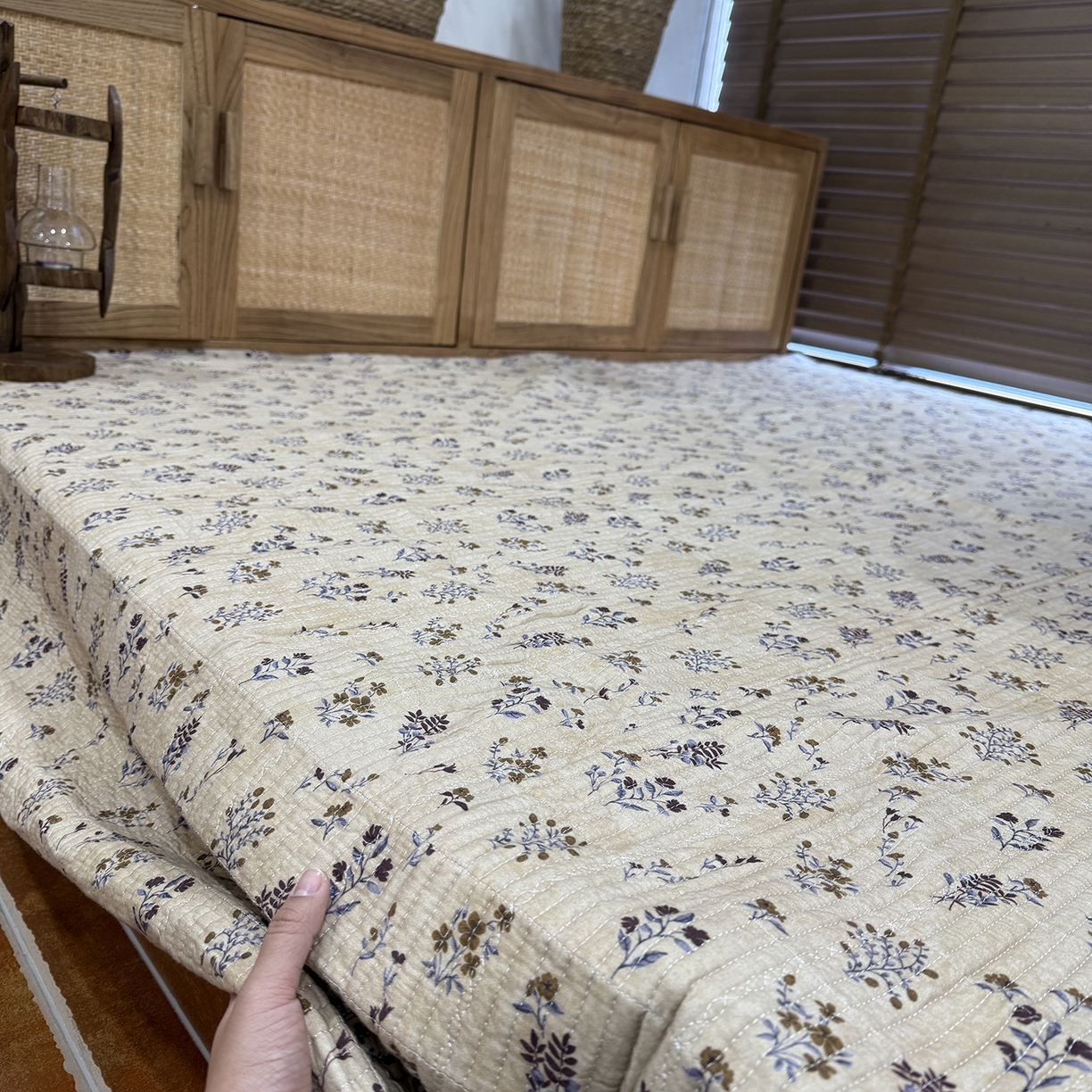 91家纺网 家纺一手货源 找家纺 床盖工厂店 2026新款全棉双层纱棉花单件炕盖 小满-咖