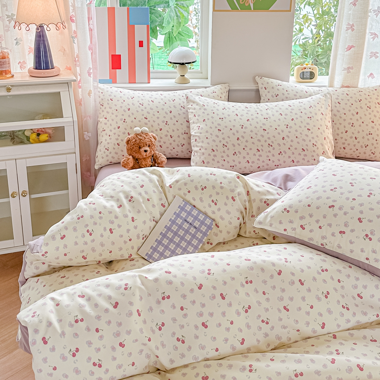 91家纺网 家纺一手货源 找家纺 （总）斯卡诺家纺 2026新款春夏古法水洗仿棉云感纱四件套小布袋五件套