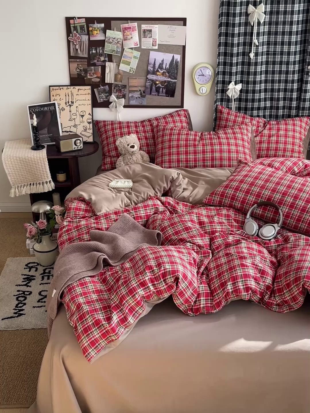 91家纺网 家纺一手货源 找家纺 赫然 2026新款水洗双层纱四件套 艾伦红格