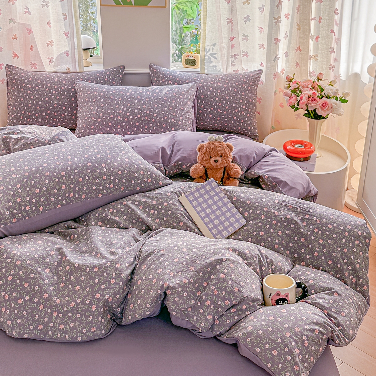 91家纺网 家纺一手货源 找家纺 斯卡诺家纺 2026新款春夏古法水洗仿棉云感纱四件套小布袋五件套 花絮