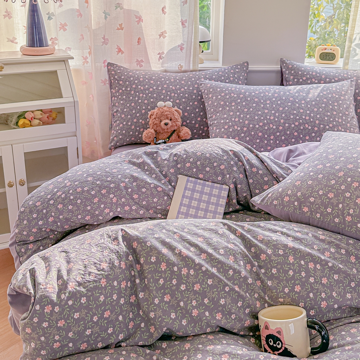 91家纺网 家纺一手货源 找家纺 斯卡诺家纺 2026新款春夏古法水洗仿棉云感纱四件套小布袋五件套 花絮