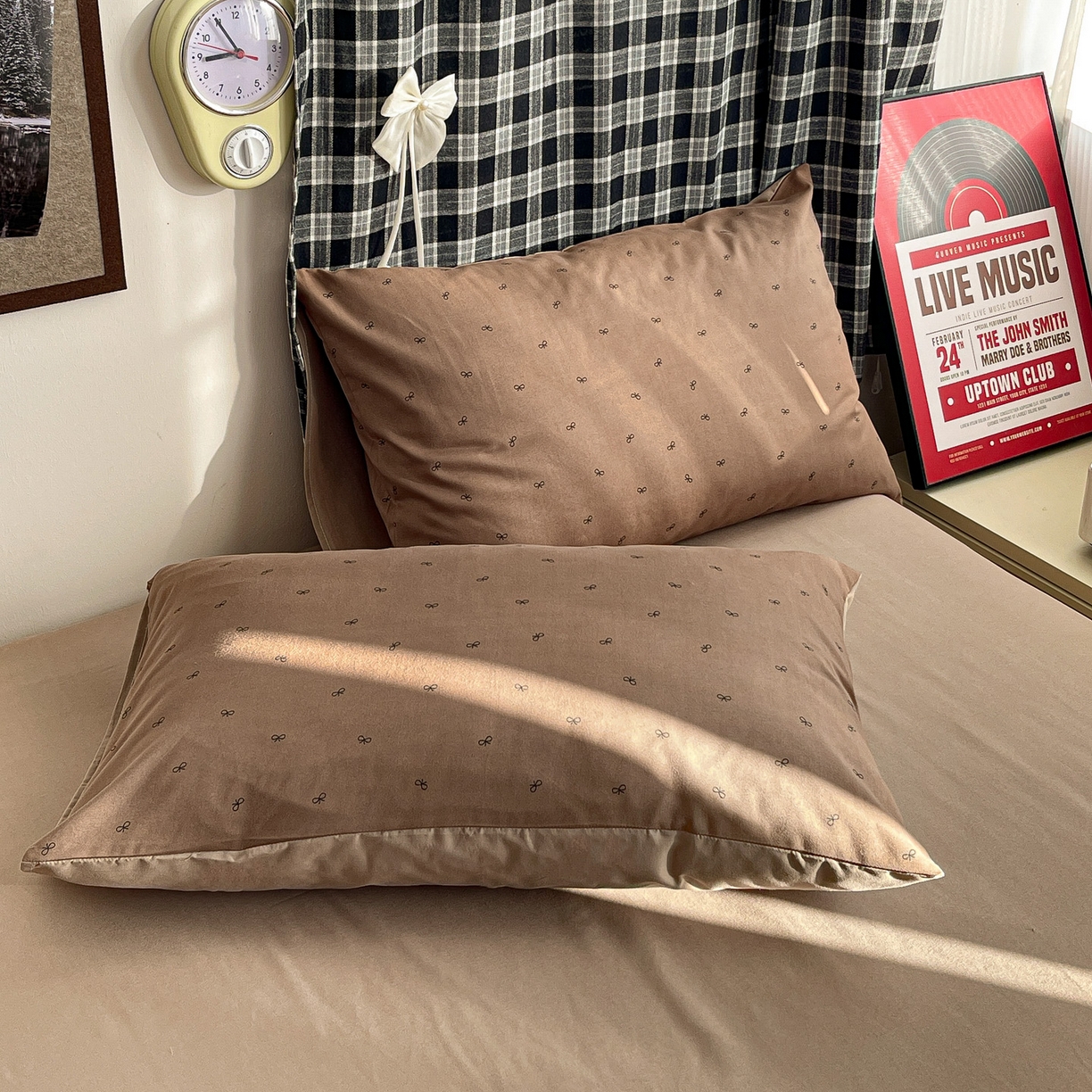 91家纺网 家纺一手货源 找家纺 赫然 2026新款水洗双层纱四件套 焦糖咖