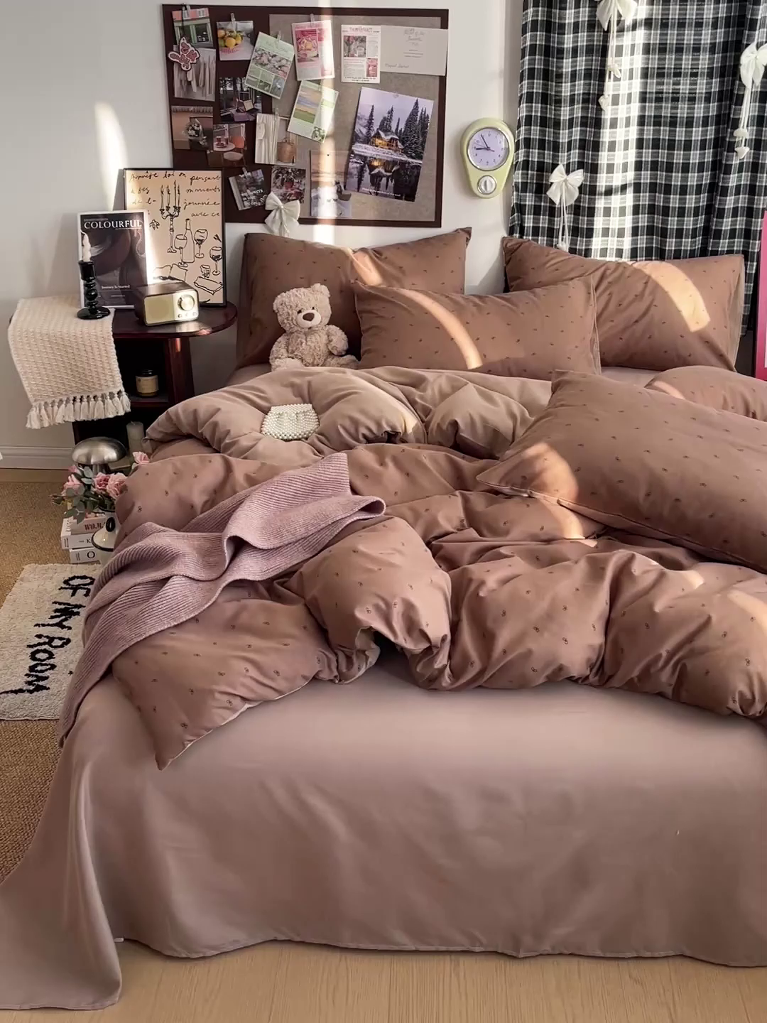 91家纺网 家纺一手货源 找家纺 赫然 2026新款水洗双层纱四件套 焦糖咖