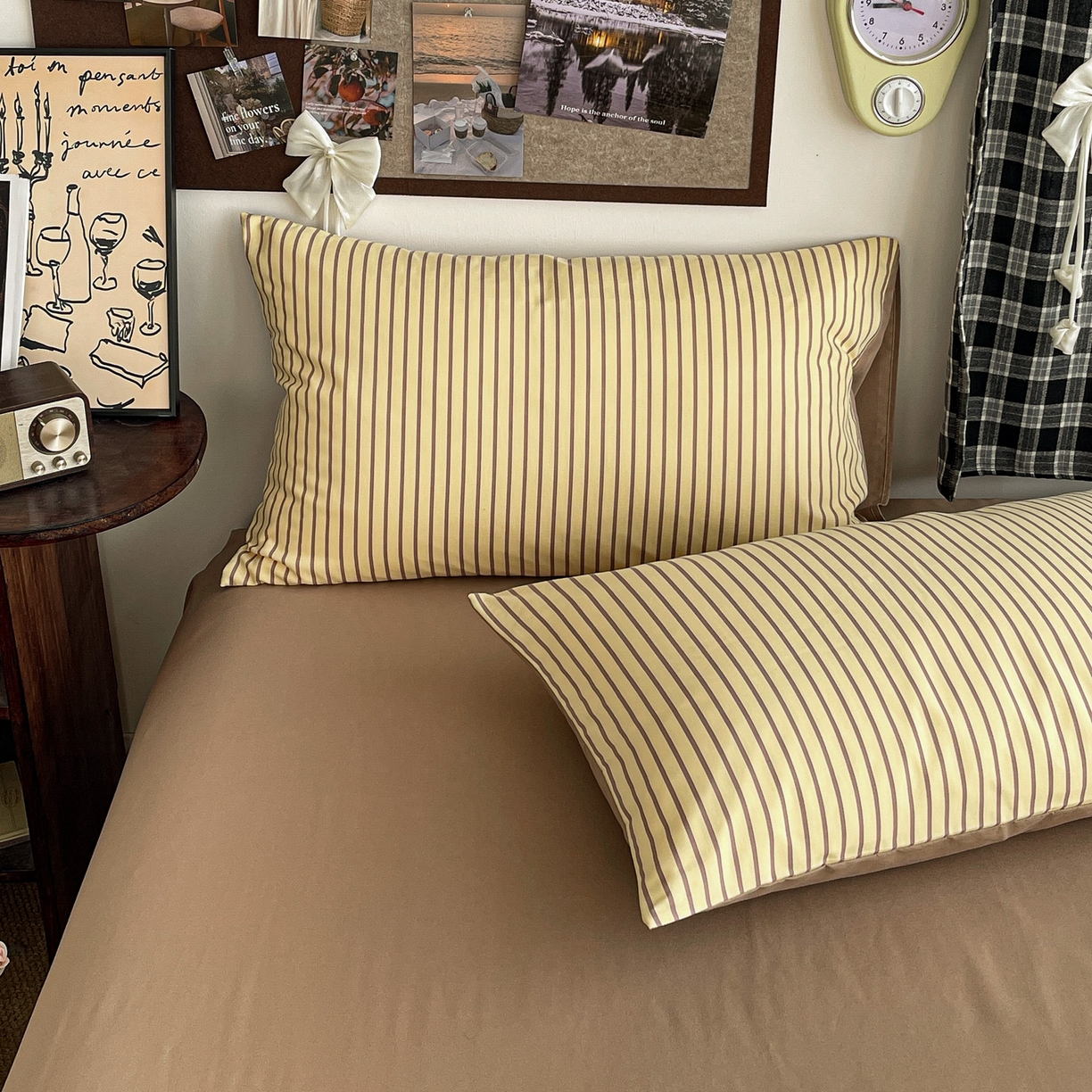 91家纺网 家纺一手货源 找家纺 赫然 2026新款水洗双层纱四件套 柠檬咖条