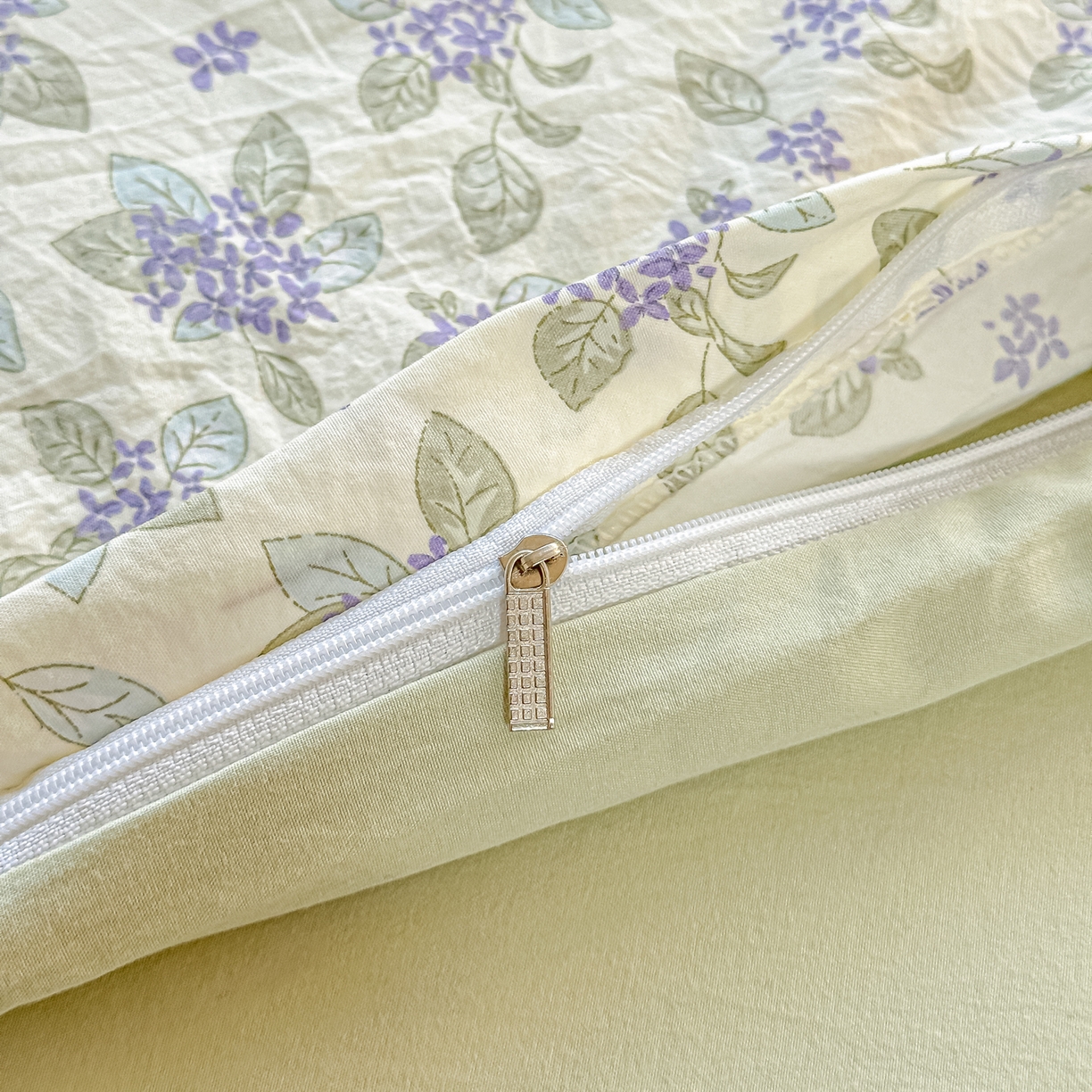 91家纺网 家纺一手货源 找家纺 斯卡诺家纺 2026新款春夏古法水洗仿棉云感纱四件套小布袋五件套 觅时光