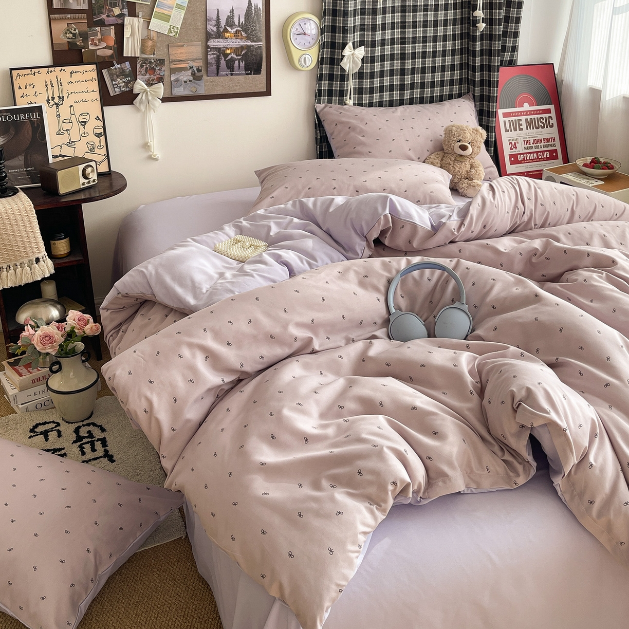 91家纺网 家纺一手货源 找家纺 赫然 2026新款水洗双层纱四件套 芋泥紫