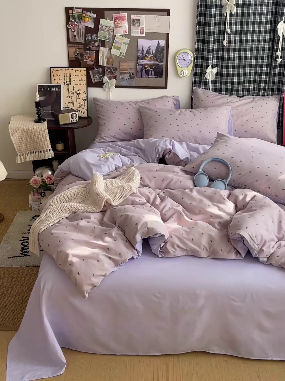 91家纺网 家纺一手货源 找家纺 赫然 2026新款水洗双层纱四件套 芋泥紫