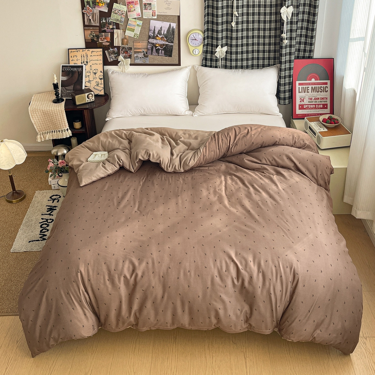 91家纺网 家纺一手货源 找家纺 赫然 2026新款水洗双层纱单品被套 焦糖咖