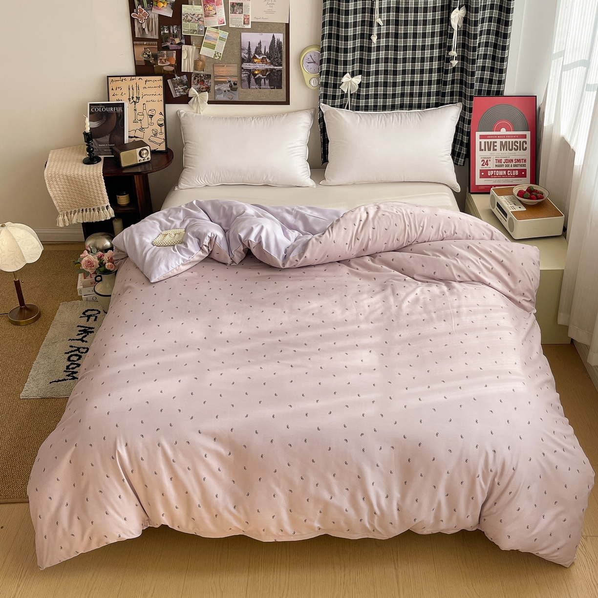 91家纺网 家纺一手货源 找家纺 赫然 2026新款水洗双层纱单品被套 芋泥紫