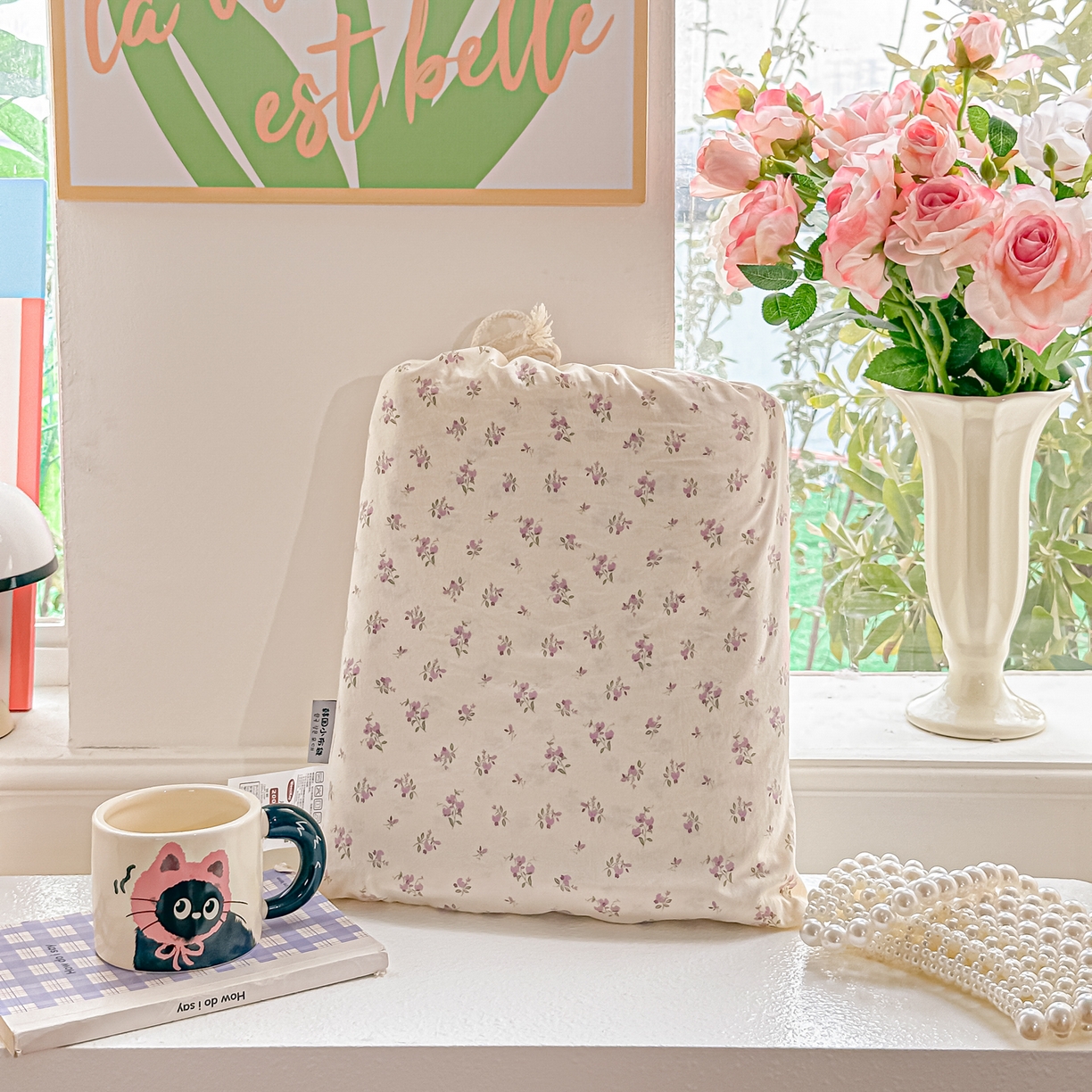 91家纺网 家纺一手货源 找家纺 斯卡诺家纺 2026新款春夏古法水洗仿棉云感纱四件套小布袋五件套 小夜曲-紫