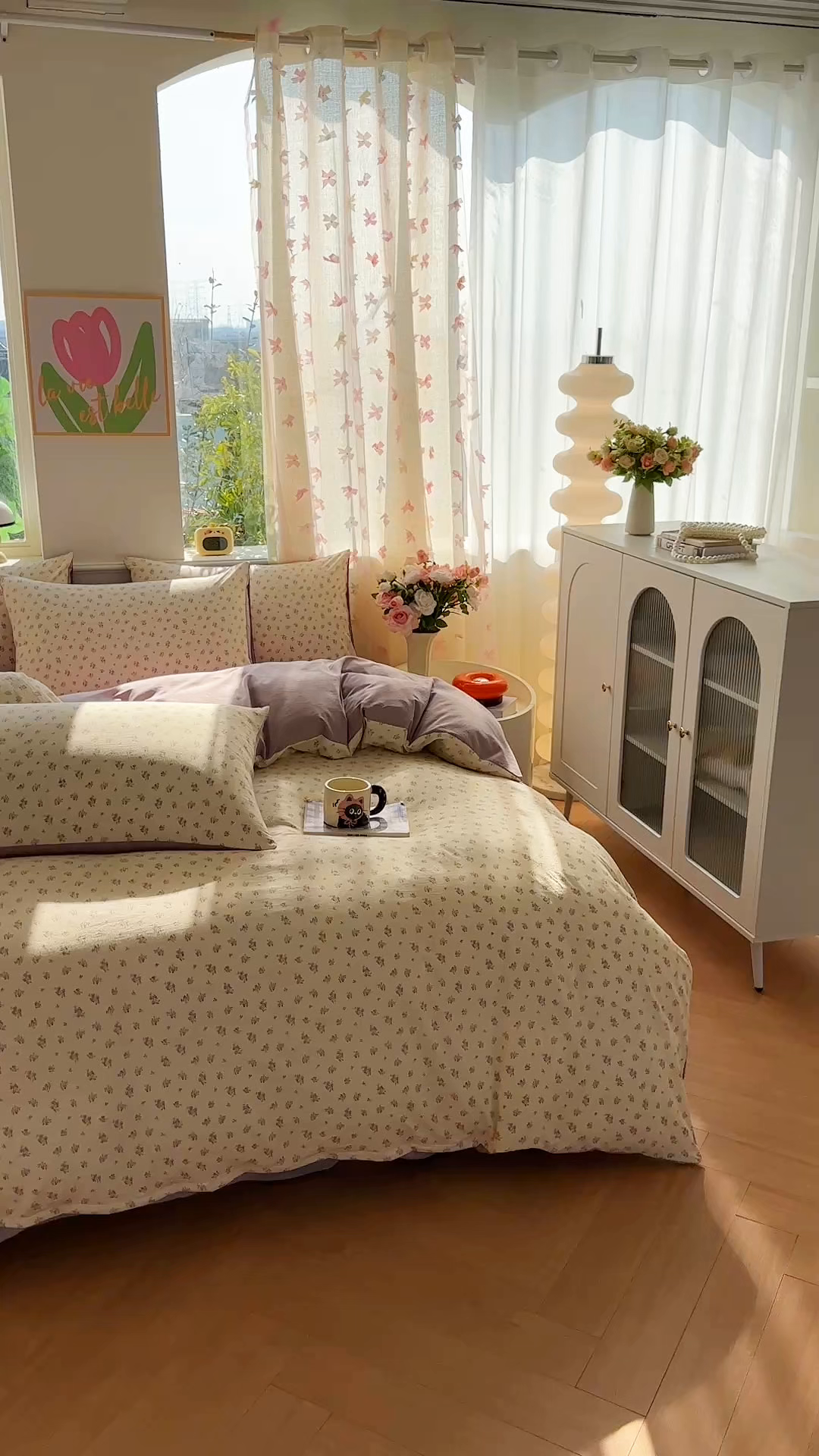 91家纺网 家纺一手货源 找家纺 斯卡诺家纺 2026新款春夏古法水洗仿棉云感纱四件套小布袋五件套 小夜曲-紫