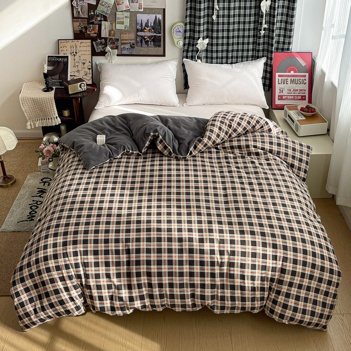 赫然 2026新款水洗双层纱单品被套 旋律格