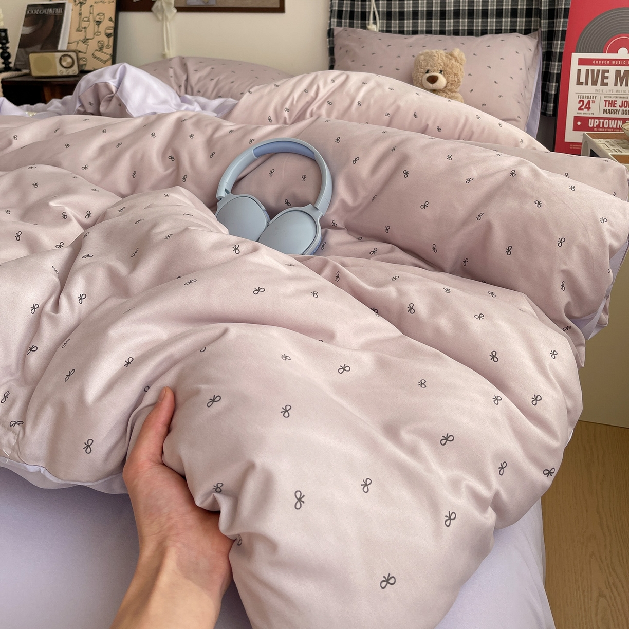 91家纺网 家纺一手货源 找家纺 赫然 2026新款水洗双层纱单品被套 芋泥紫