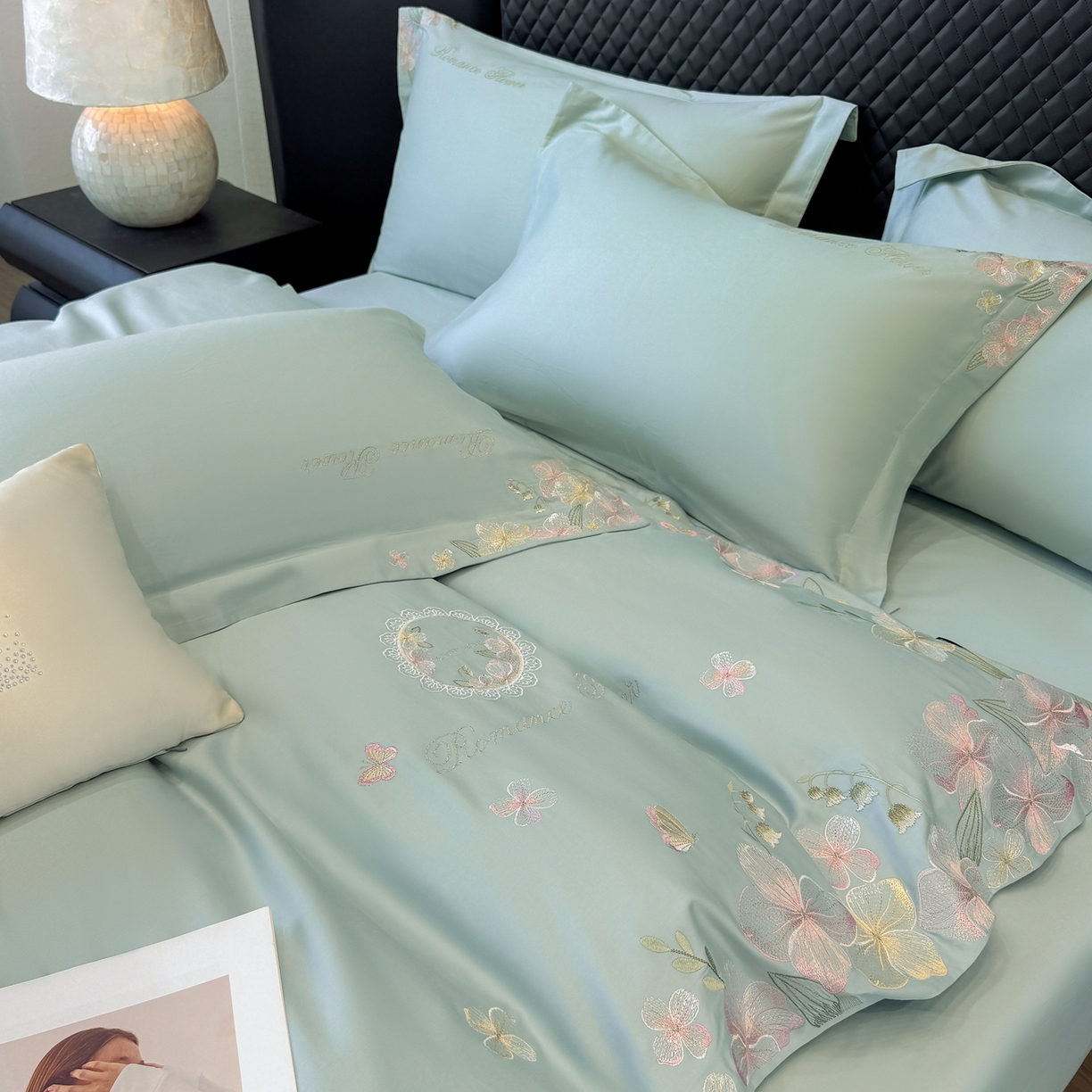 91家纺网 家纺一手货源 找家纺 （总）家居1号家纺 2026新款长绒棉纯棉刺绣四件套-蝴蝶兰系列